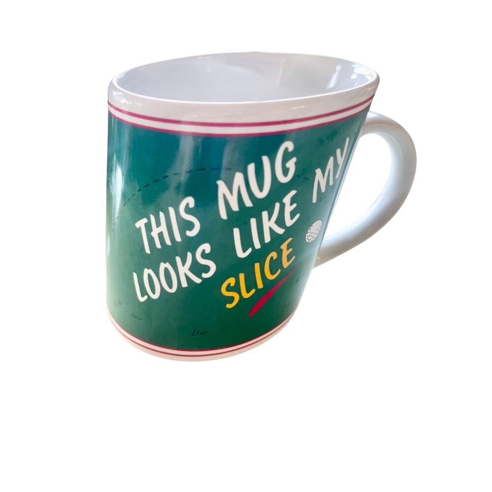 Vintage Papel Mug Slants Golf Hook Slice Tilted Coffee Mug Novelty Patent 1980s